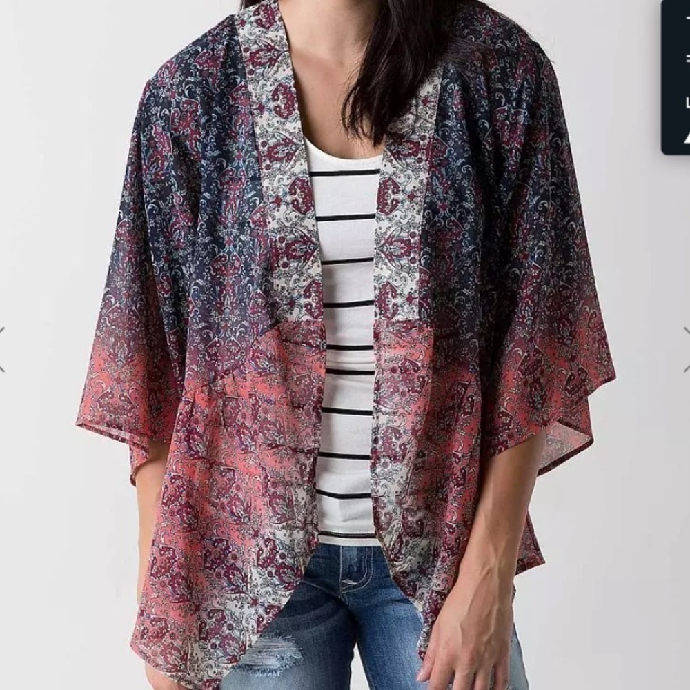4 for $20 SALE! Taylor & Sage Chiffon Cardigan, Multi Floral Print, Size Small